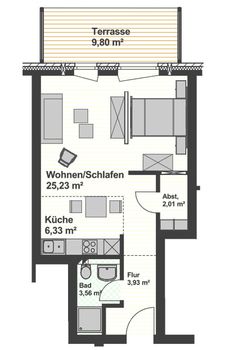 1-Zimmer-Appartement